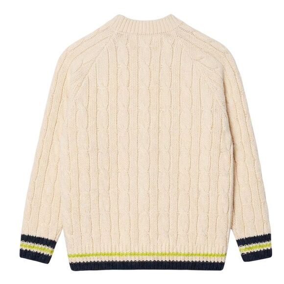 Lacoste Womens/Ladies V Neck Oversized Tennis Sweatshirt / Cream - Picture 2 of 2